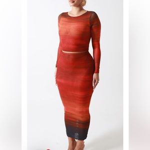 Farai London Cleo long sleeve top and midi skirt